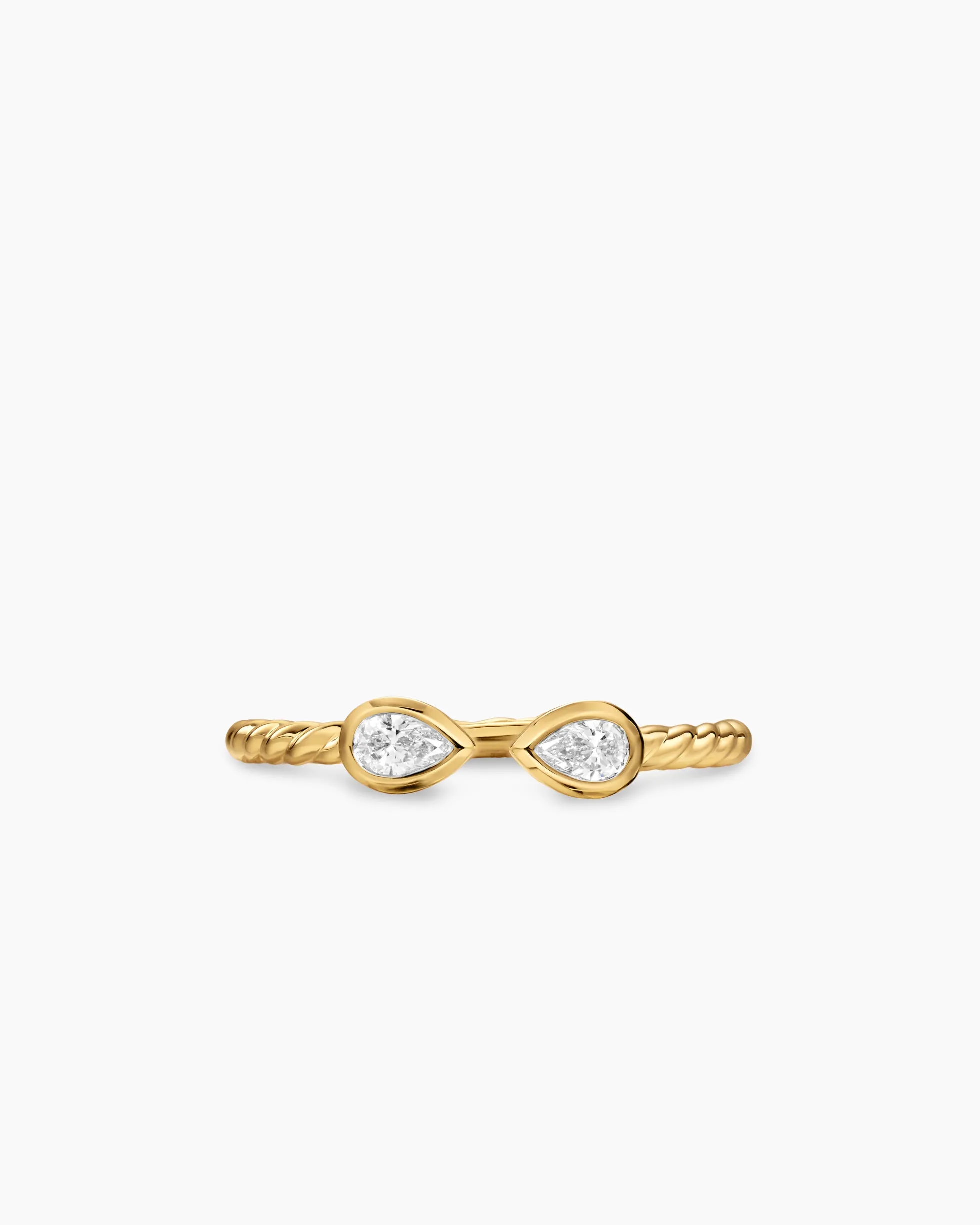 Cable Open Pear Ring 18K Yellow Gold with Diamonds, 1.7mm