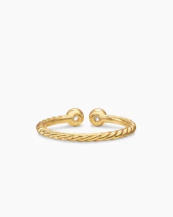 Cable Open Round Ring 18K Yellow Gold with Diamonds, 1.7mm