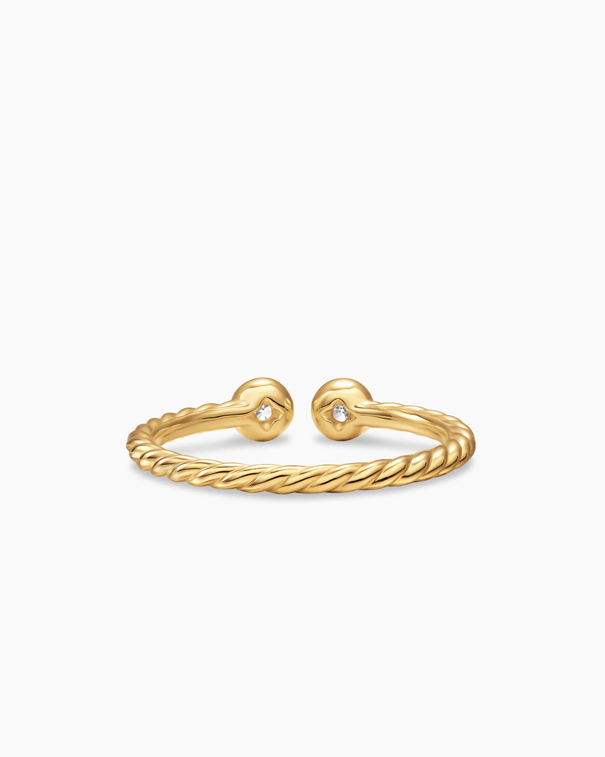 Cable Open Round Ring 18K Yellow Gold with Diamonds, 1.7mm
