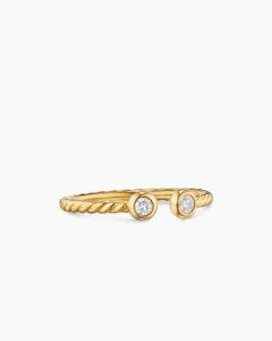 Cable Open Round Ring 18K Yellow Gold with Diamonds, 1.7mm