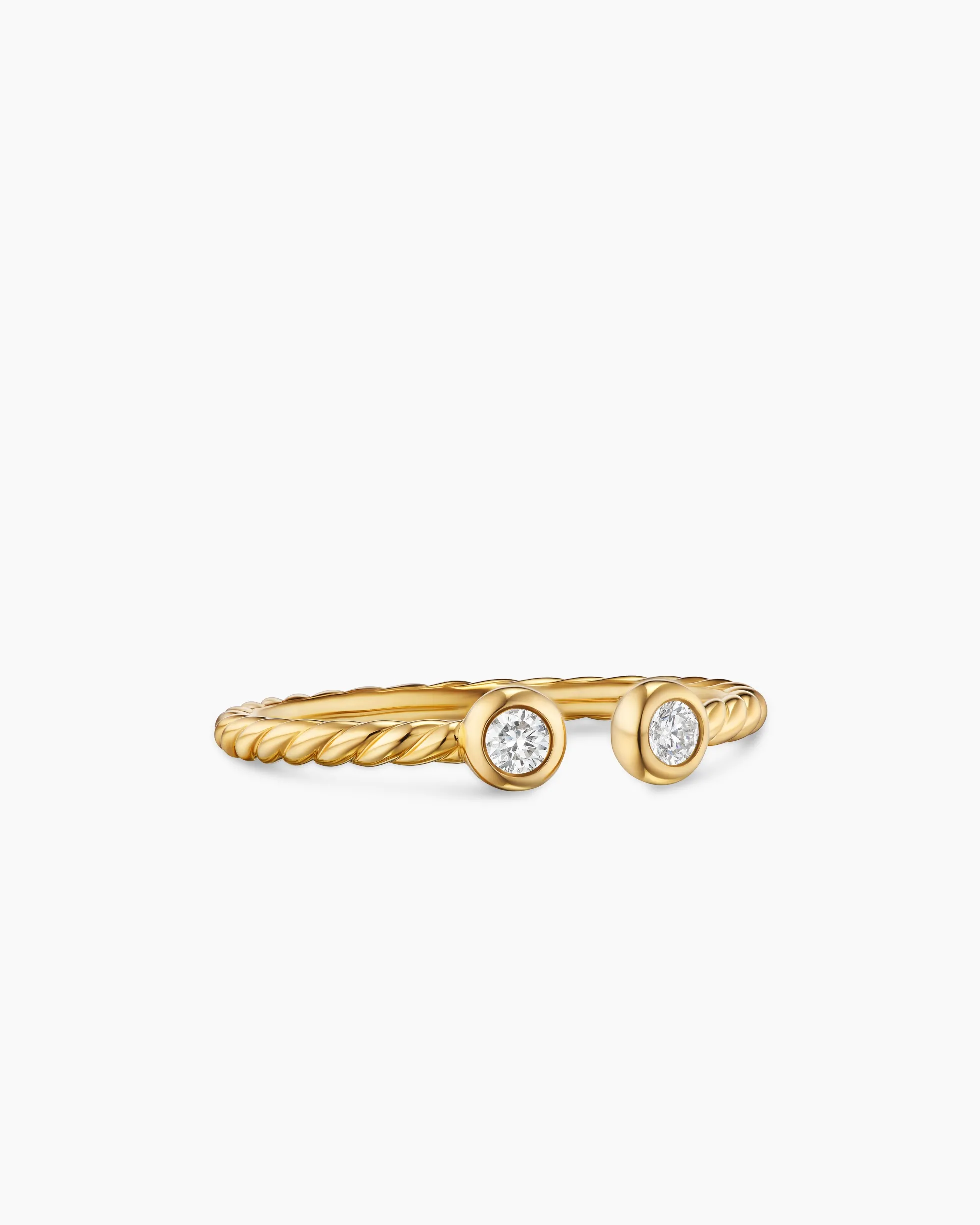 Cable Open Round Ring 18K Yellow Gold with Diamonds, 1.7mm