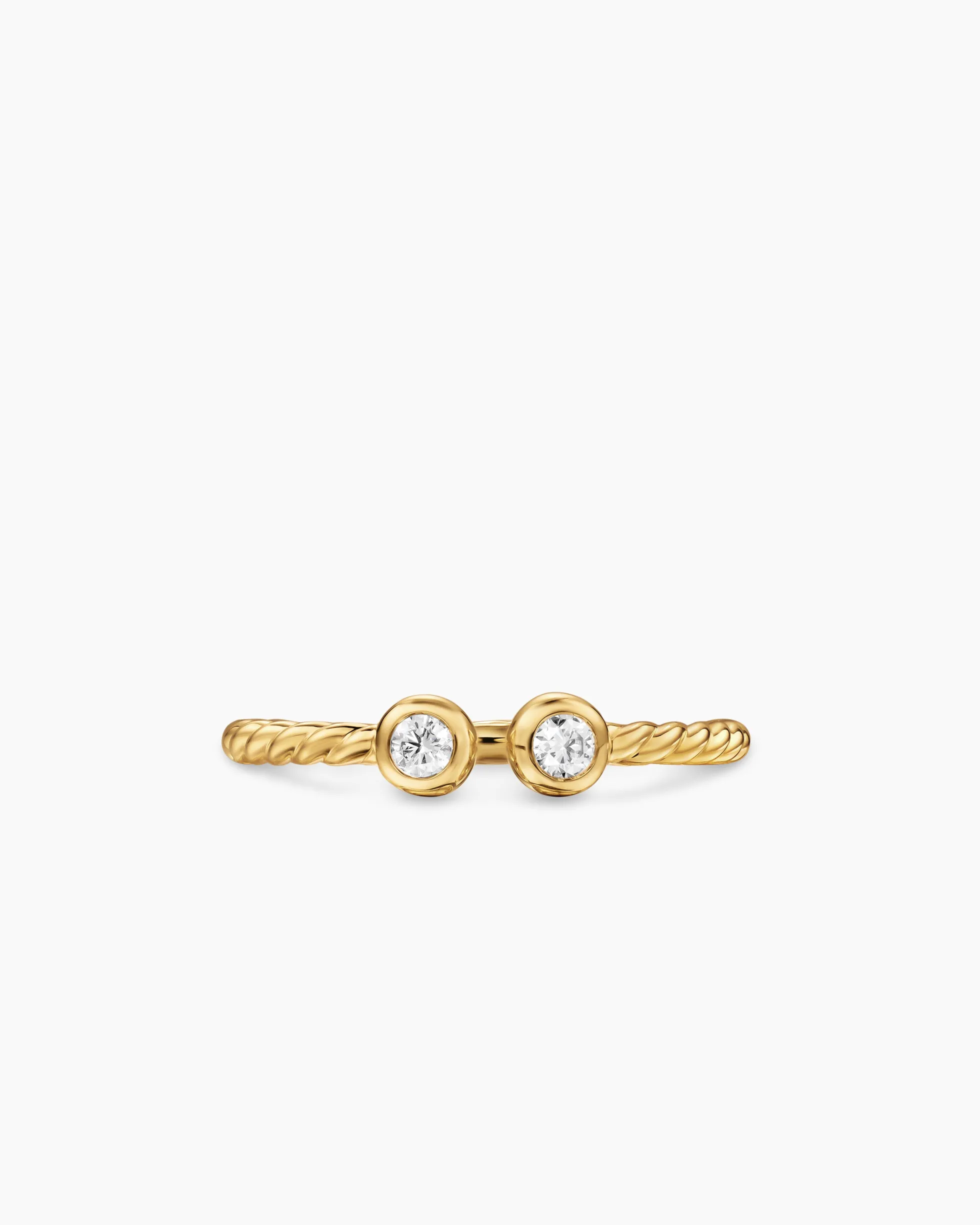 Cable Open Round Ring 18K Yellow Gold with Diamonds, 1.7mm