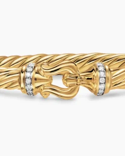 Cablespira® Buckle Bracelet 18K Yellow Gold with Diamonds, 6mm