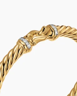 Cablespira® Buckle Bracelet 18K Yellow Gold with Diamonds, 6mm