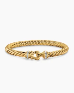 Cablespira® Buckle Bracelet 18K Yellow Gold with Diamonds, 6mm