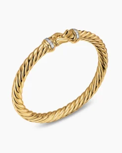 Cablespira® Buckle Bracelet 18K Yellow Gold with Diamonds, 6mm