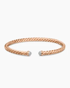 Cablespira® Flex Bracelet 18K Rose Gold with Diamonds, 4mm