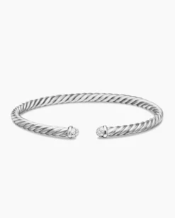 Cablespira® Flex Bracelet 18K White Gold with Diamonds, 4mm
