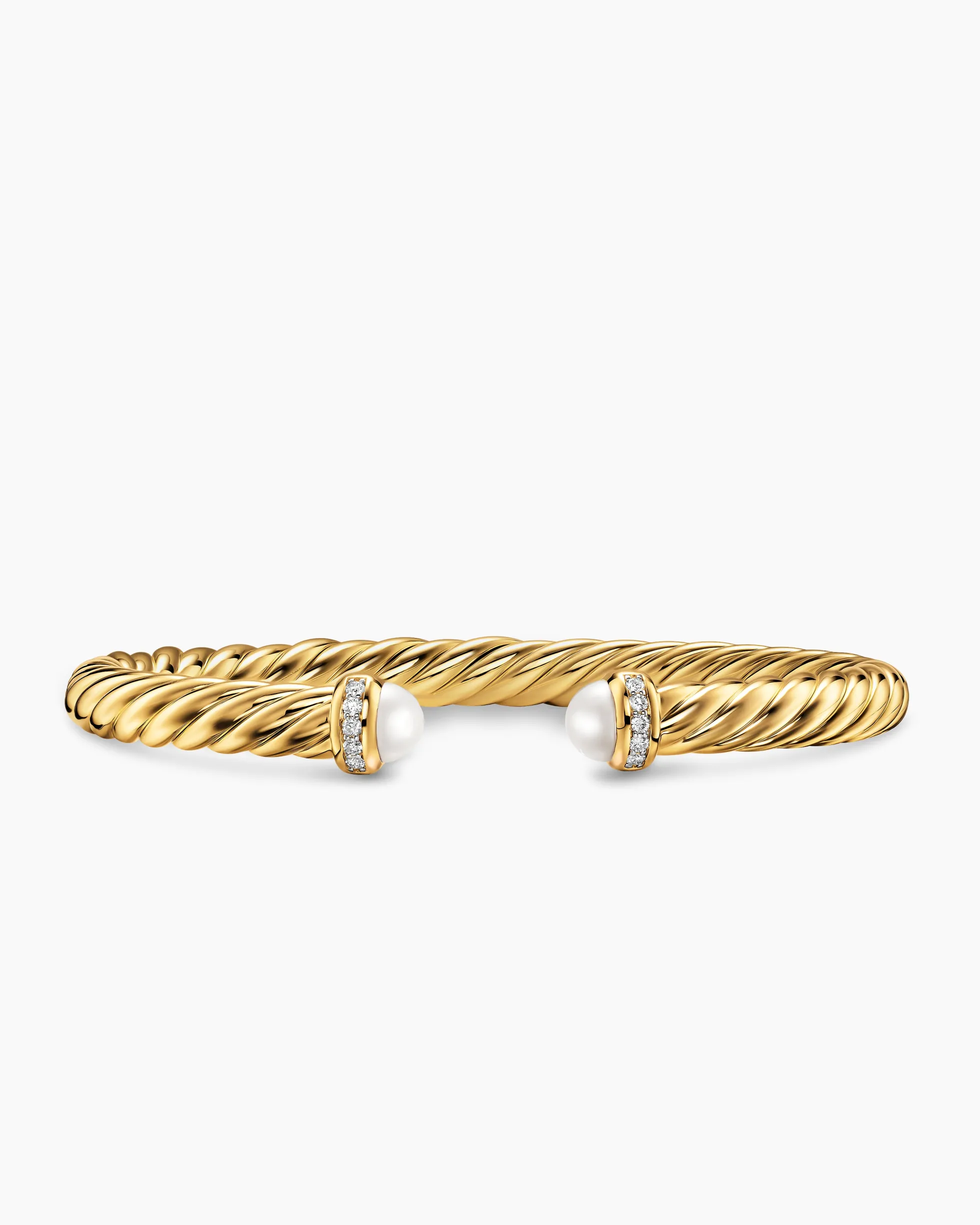Cablespira® Flex Bracelet 18K Yellow Gold with Pearls and Diamonds, 6mm