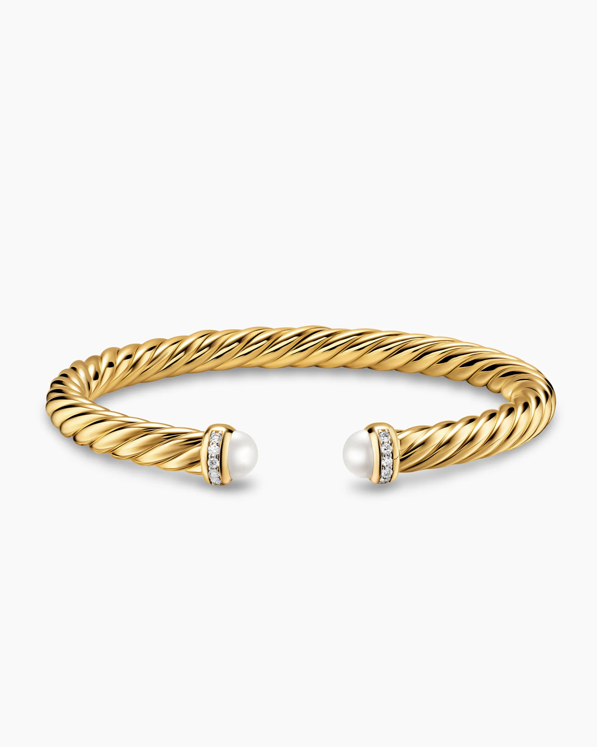 Cablespira® Flex Bracelet 18K Yellow Gold with Pearls and Diamonds, 6mm