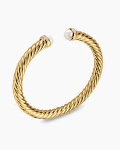 Cablespira® Flex Bracelet 18K Yellow Gold with Pearls and Diamonds, 6mm