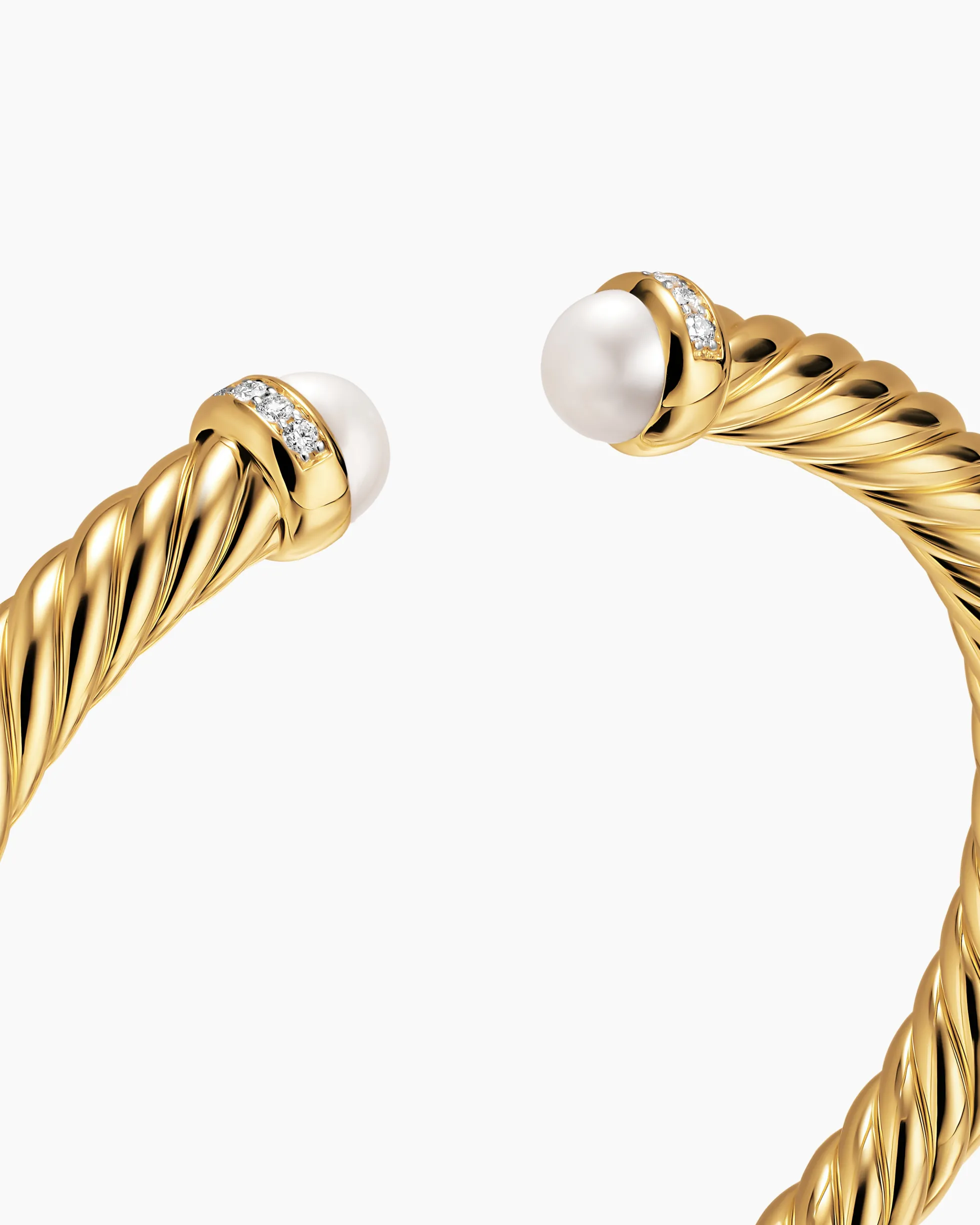 Cablespira® Flex Bracelet 18K Yellow Gold with Pearls and Diamonds, 6mm