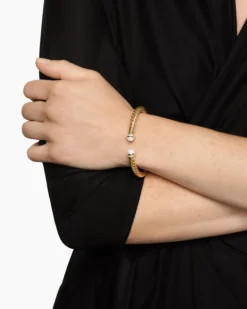 Cablespira® Flex Bracelet 18K Yellow Gold with Pearls and Diamonds, 6mm