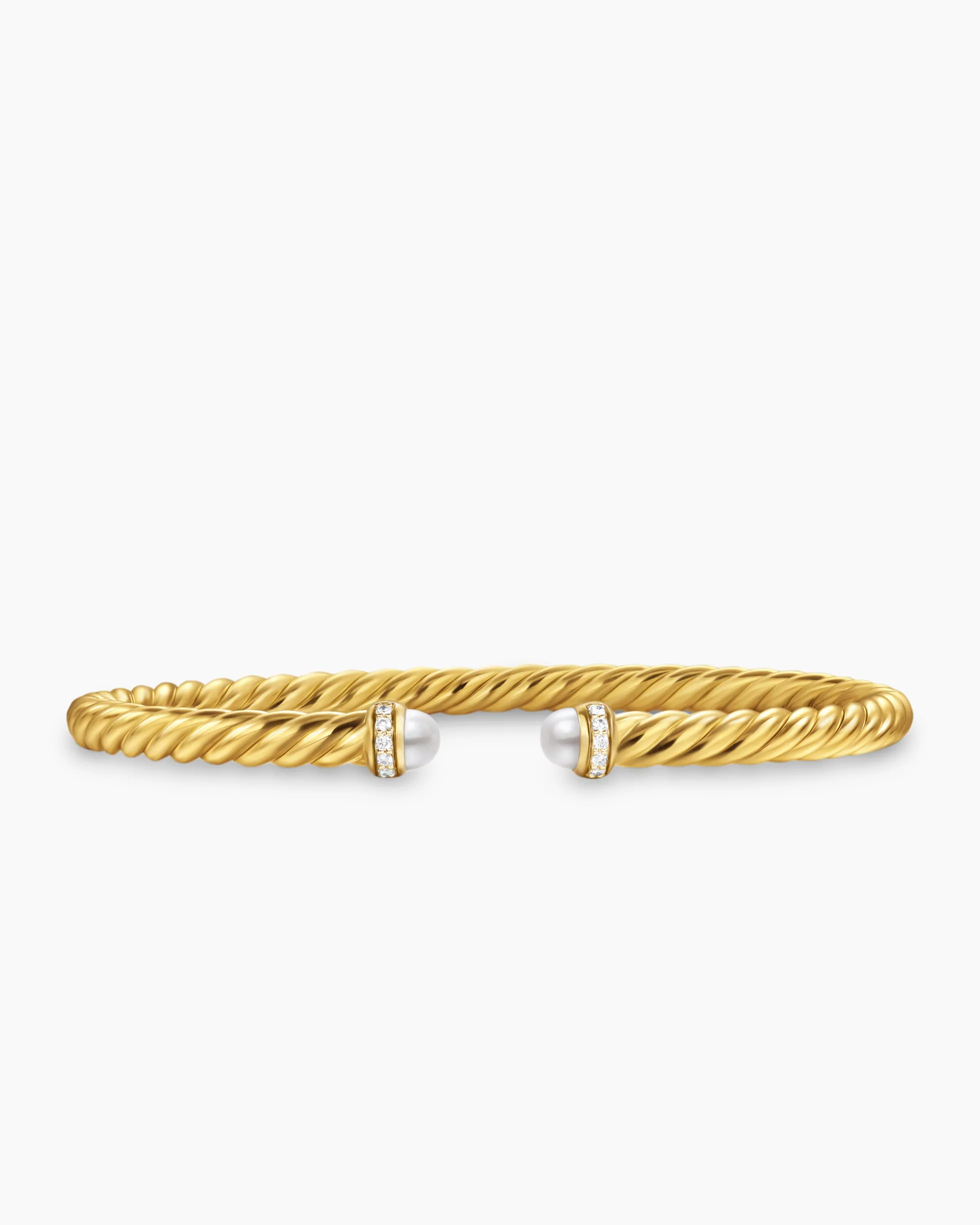 Cablespira® Flex Bracelet 18K Yellow Gold with Pearls and Diamonds, 4mm