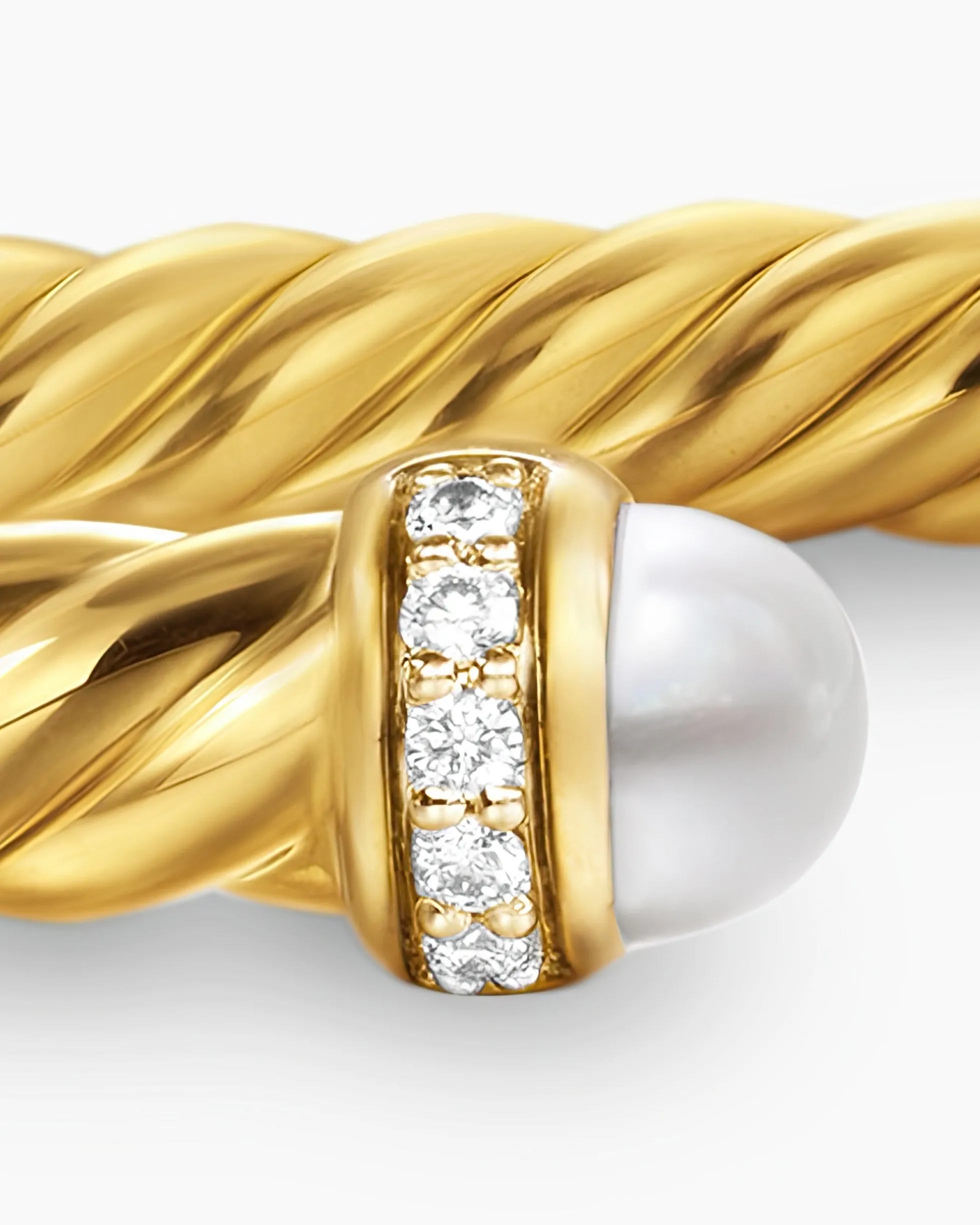 Cablespira® Flex Bracelet 18K Yellow Gold with Pearls and Diamonds, 4mm