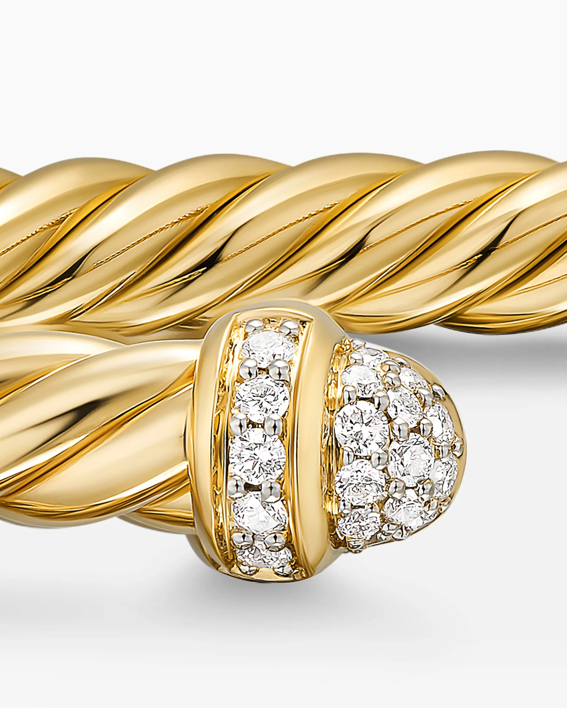 Cablespira® Flex Bracelet 18K Yellow Gold with Pavé Diamond Domes, 4mm