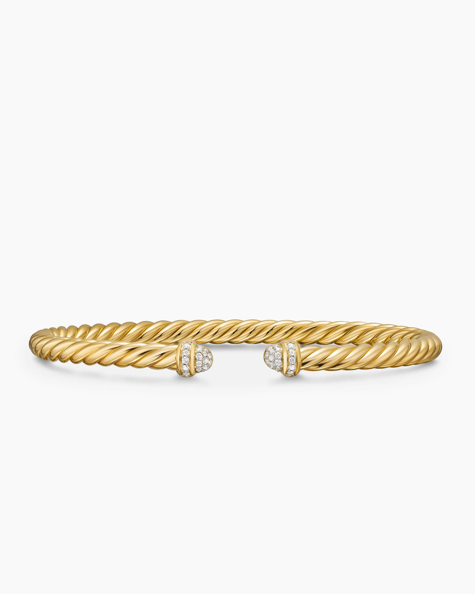 Cablespira® Flex Bracelet 18K Yellow Gold with Pavé Diamond Domes, 4mm