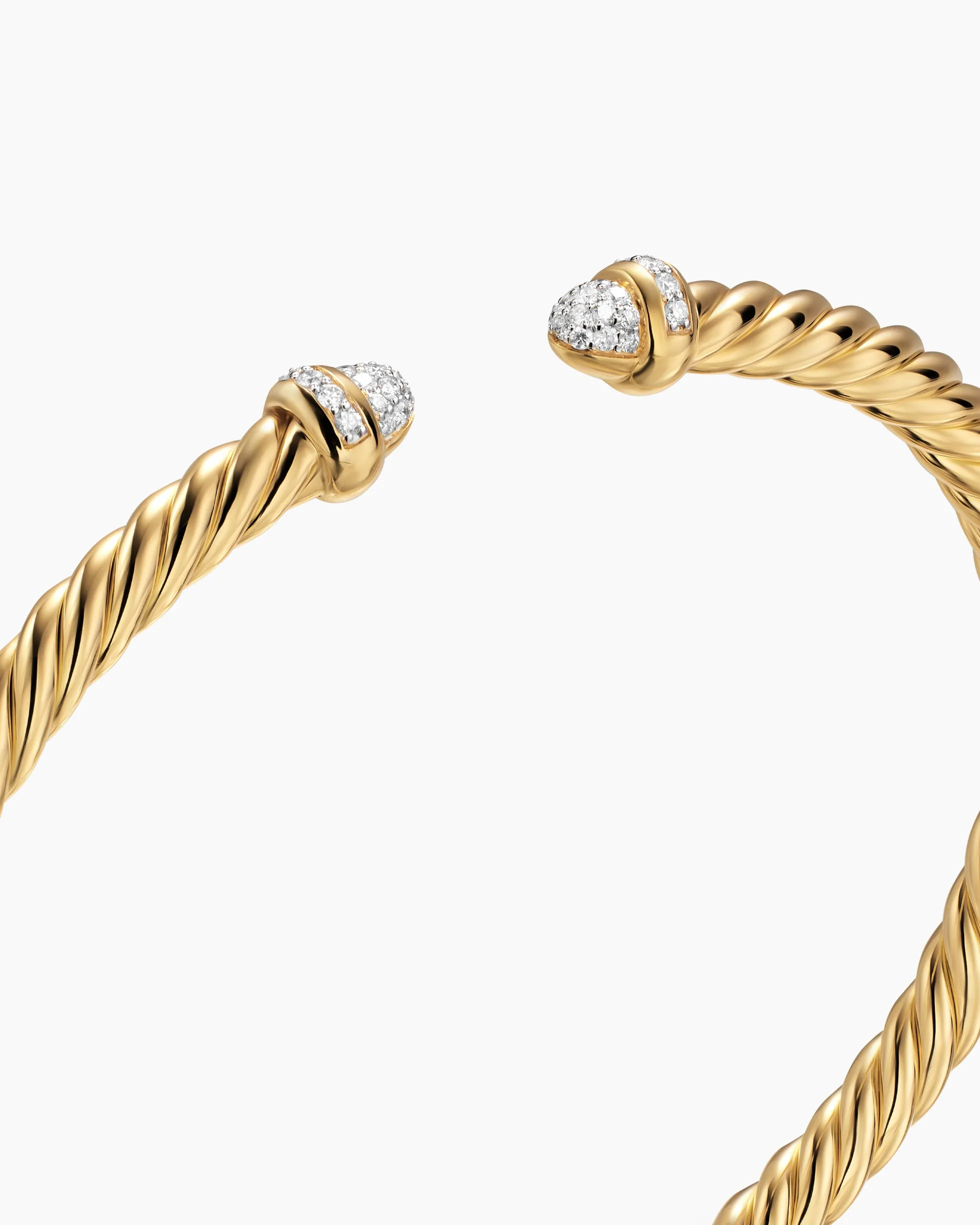 Cablespira® Flex Bracelet 18K Yellow Gold with Pavé Diamond Domes, 4mm