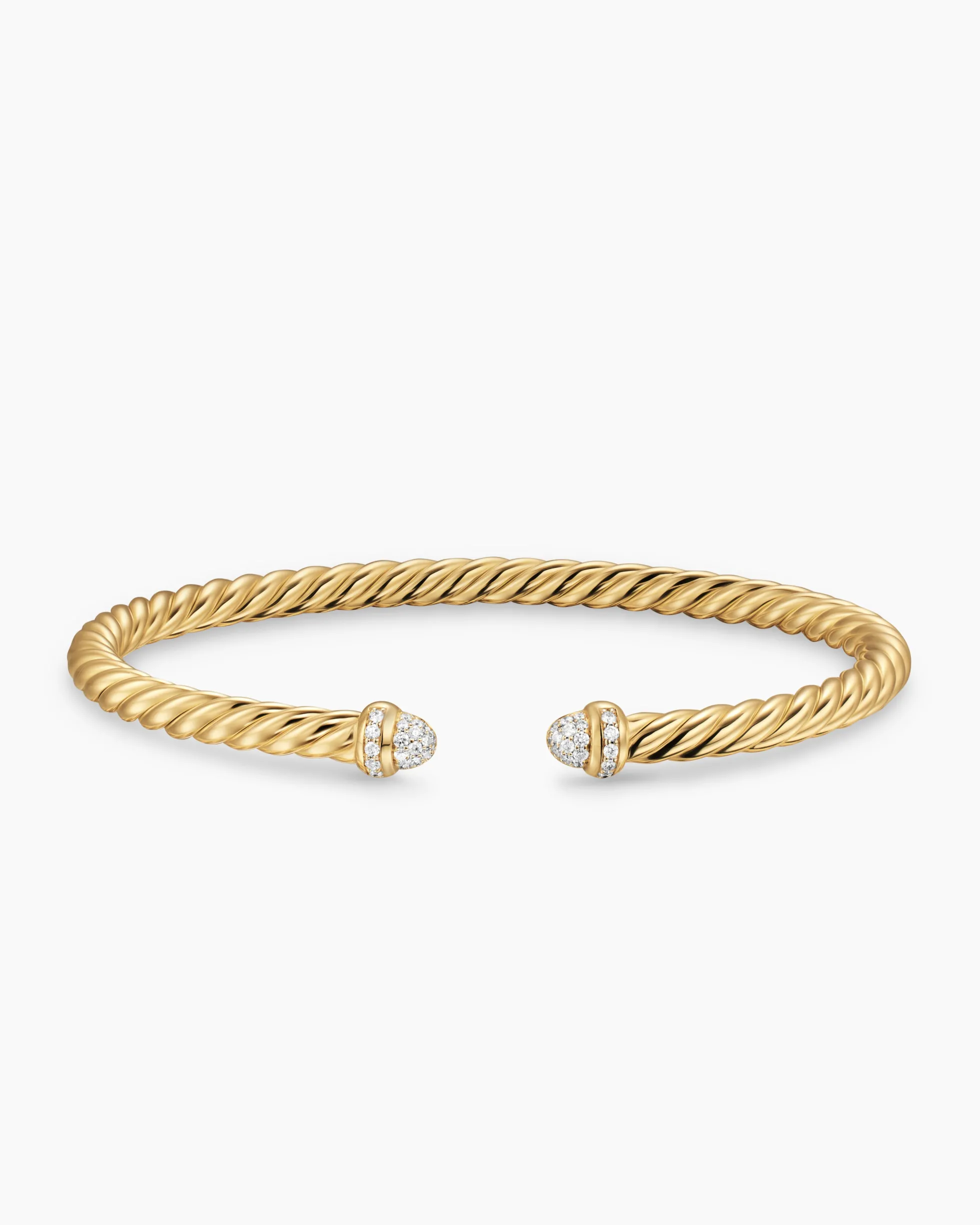 Cablespira® Flex Bracelet 18K Yellow Gold with Pavé Diamond Domes, 4mm