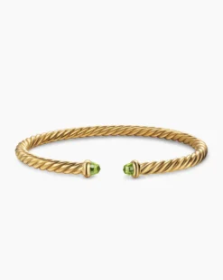 Cablespira® Flex Bracelet 18K Yellow Gold with Peridot, 4mm
