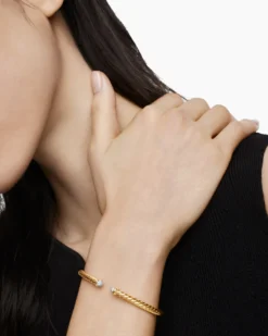 Cablespira® Flex Bracelet 18K Yellow Gold with Diamonds, 4mm