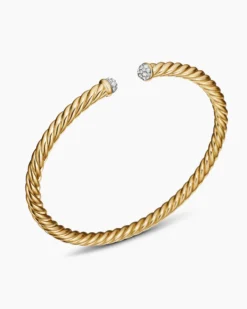 Cablespira® Flex Bracelet 18K Yellow Gold with Diamonds, 4mm