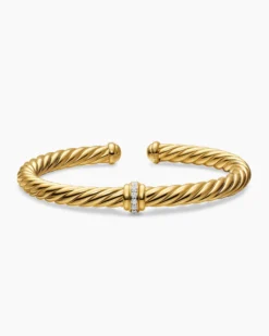 Cablespira® Flex Center Station Bracelet 18K Yellow Gold with Diamonds, 6mm