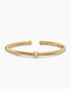Cablespira® Flex Station Bracelet 18K Yellow Gold with Diamonds, 4mm