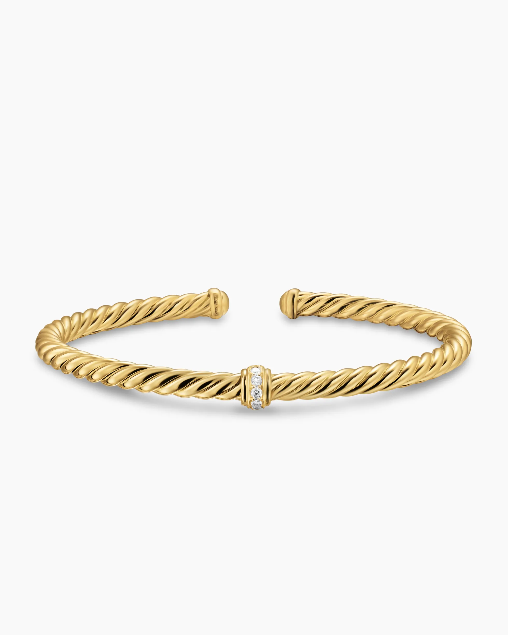 Cablespira® Flex Station Bracelet 18K Yellow Gold with Diamonds, 4mm