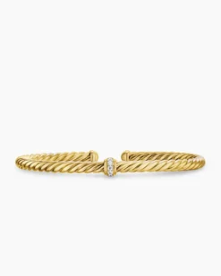 Cablespira® Flex Station Bracelet 18K Yellow Gold with Diamonds, 4mm
