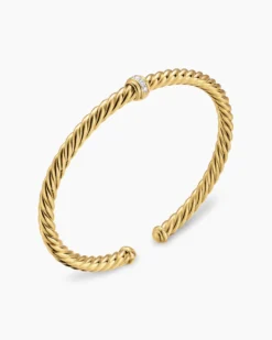 Cablespira® Flex Station Bracelet 18K Yellow Gold with Diamonds, 4mm