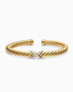 Cablespira® Flex X Bracelet 18K Yellow Gold with Diamonds, 6mm
