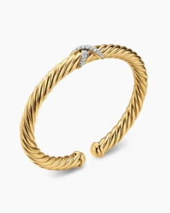 Cablespira® Flex X Bracelet 18K Yellow Gold with Diamonds, 6mm