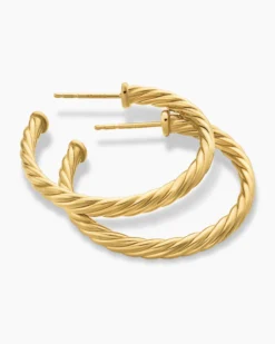 Cablespira® Hoop Earrings 18K Yellow Gold, 1in