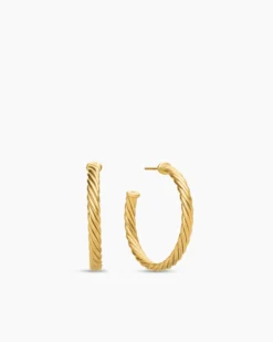 Cablespira® Hoop Earrings 18K Yellow Gold, 1in