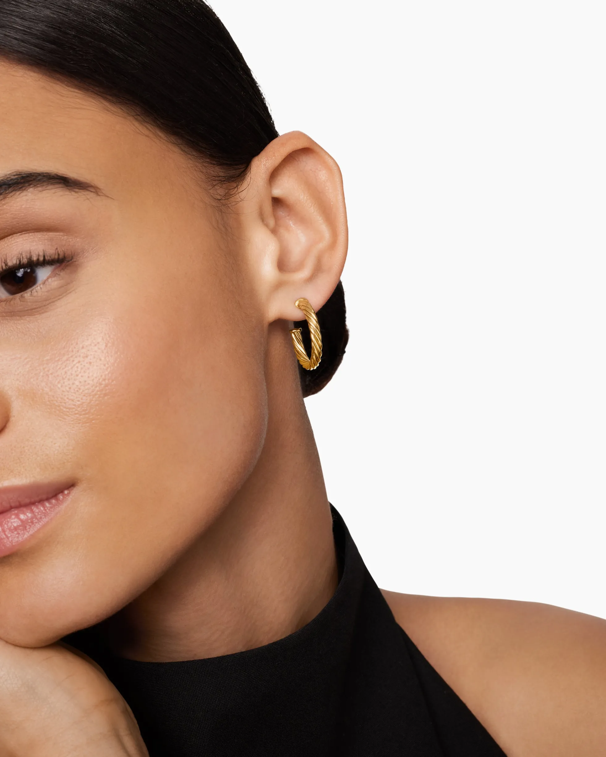 Cablespira® Hoop Earrings 18K Yellow Gold, 3/4in