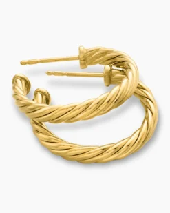 Cablespira® Hoop Earrings 18K Yellow Gold, 3/4in
