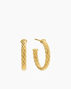 Cablespira® Hoop Earrings 18K Yellow Gold, 3/4in