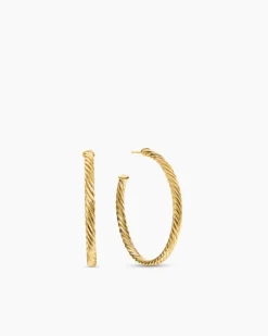 Cablespira® Hoop Earrings 18K Yellow Gold, 1.5in