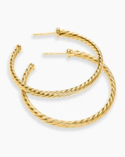 Cablespira® Hoop Earrings 18K Yellow Gold, 1.5in