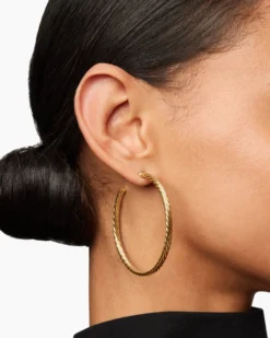 Cablespira® Hoop Earrings 18K Yellow Gold, 2in