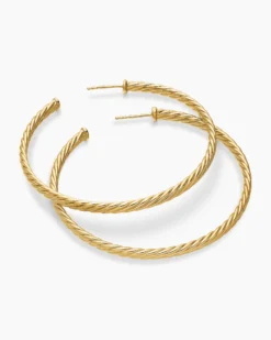 Cablespira® Hoop Earrings 18K Yellow Gold, 2in