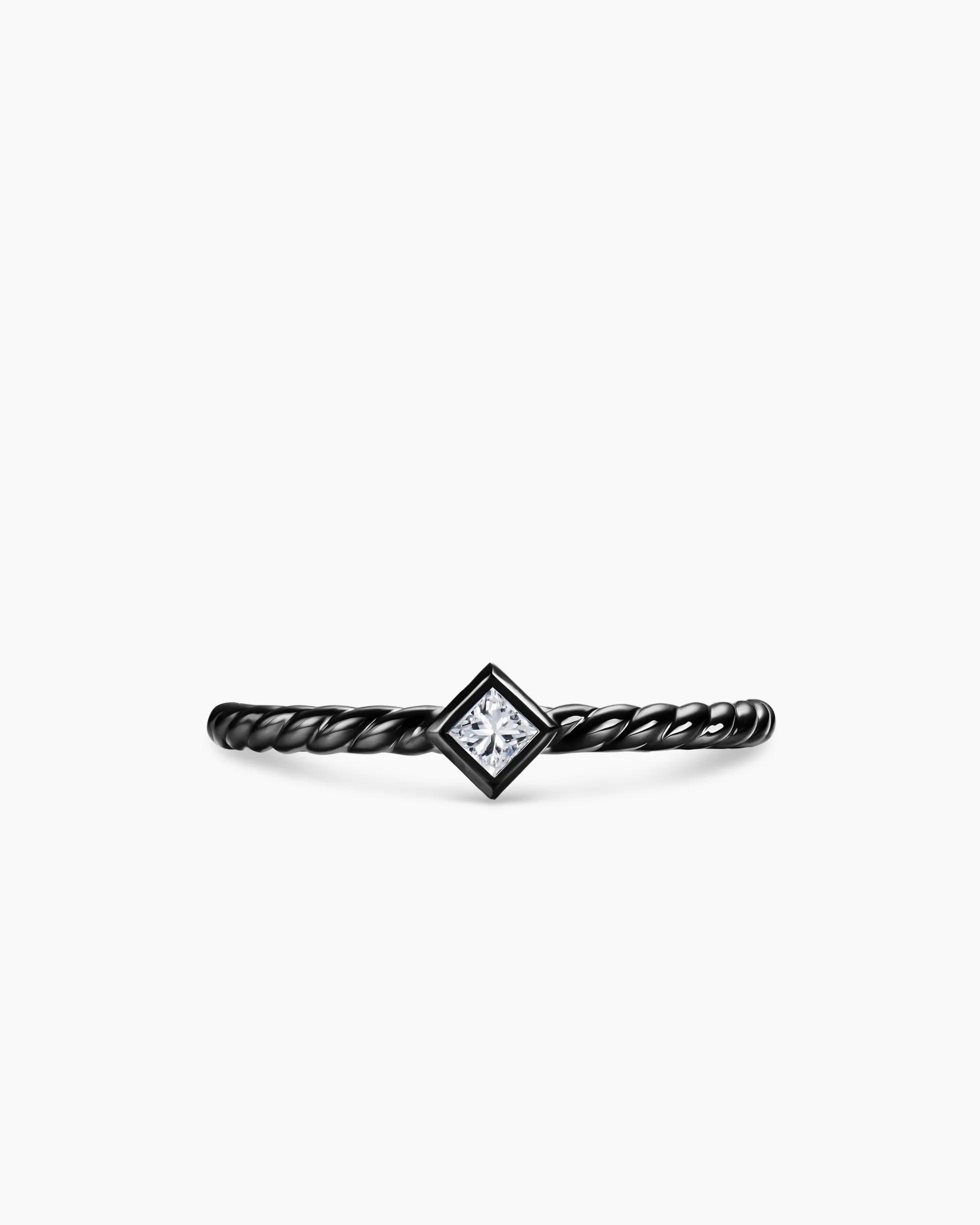Cable Stack Ring Black Titanium with Diamond, 1.7mm