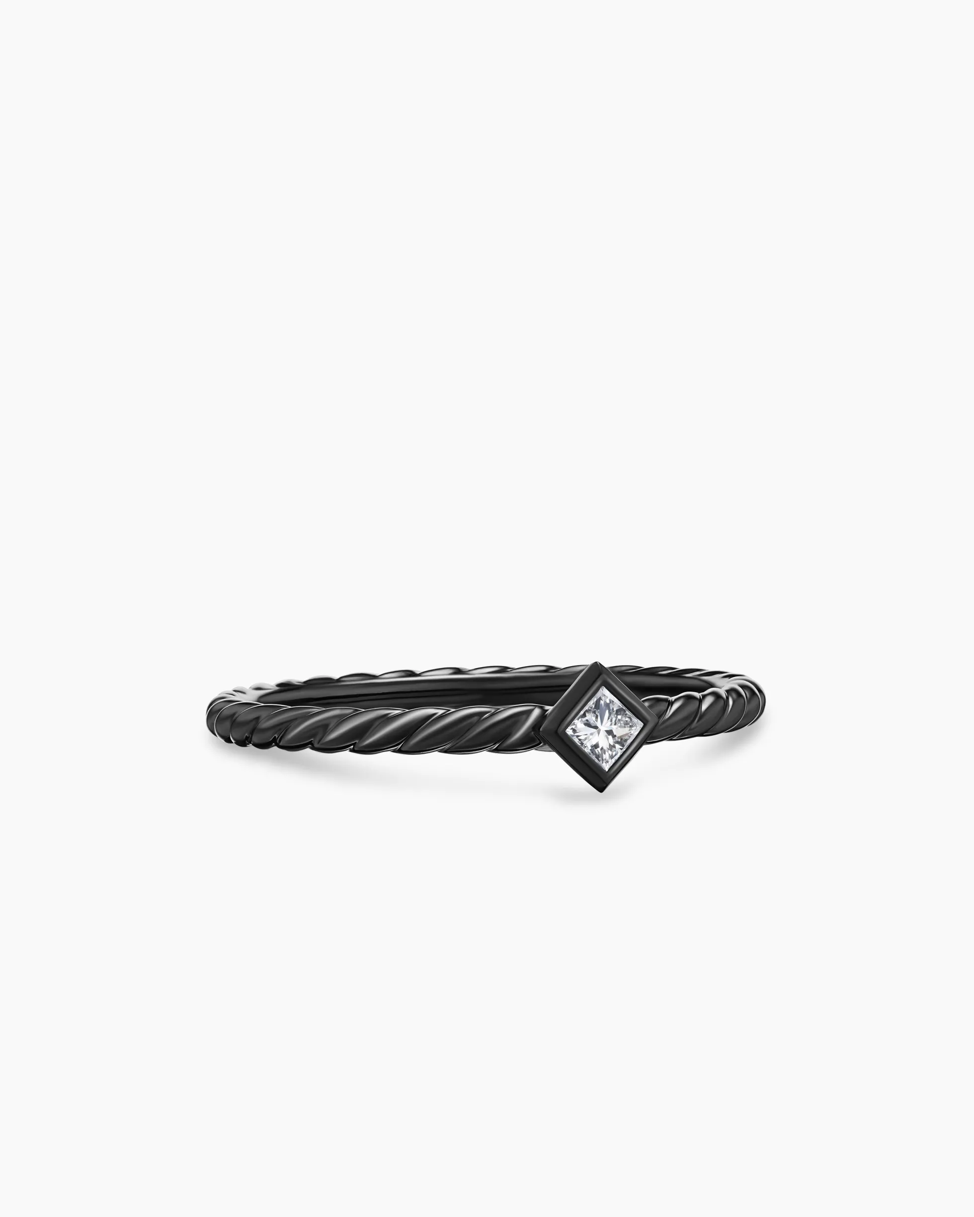 Cable Stack Ring Black Titanium with Diamond, 1.7mm