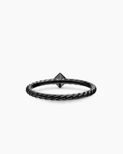 Cable Stack Ring Black Titanium with Diamond, 1.7mm