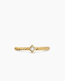 Cable Stack Ring 18K Yellow Gold with Diamond, 1.7mm