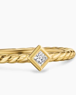 Cable Stack Ring 18K Yellow Gold with Diamond, 1.7mm