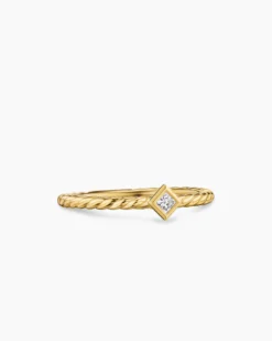 Cable Stack Ring 18K Yellow Gold with Diamond, 1.7mm