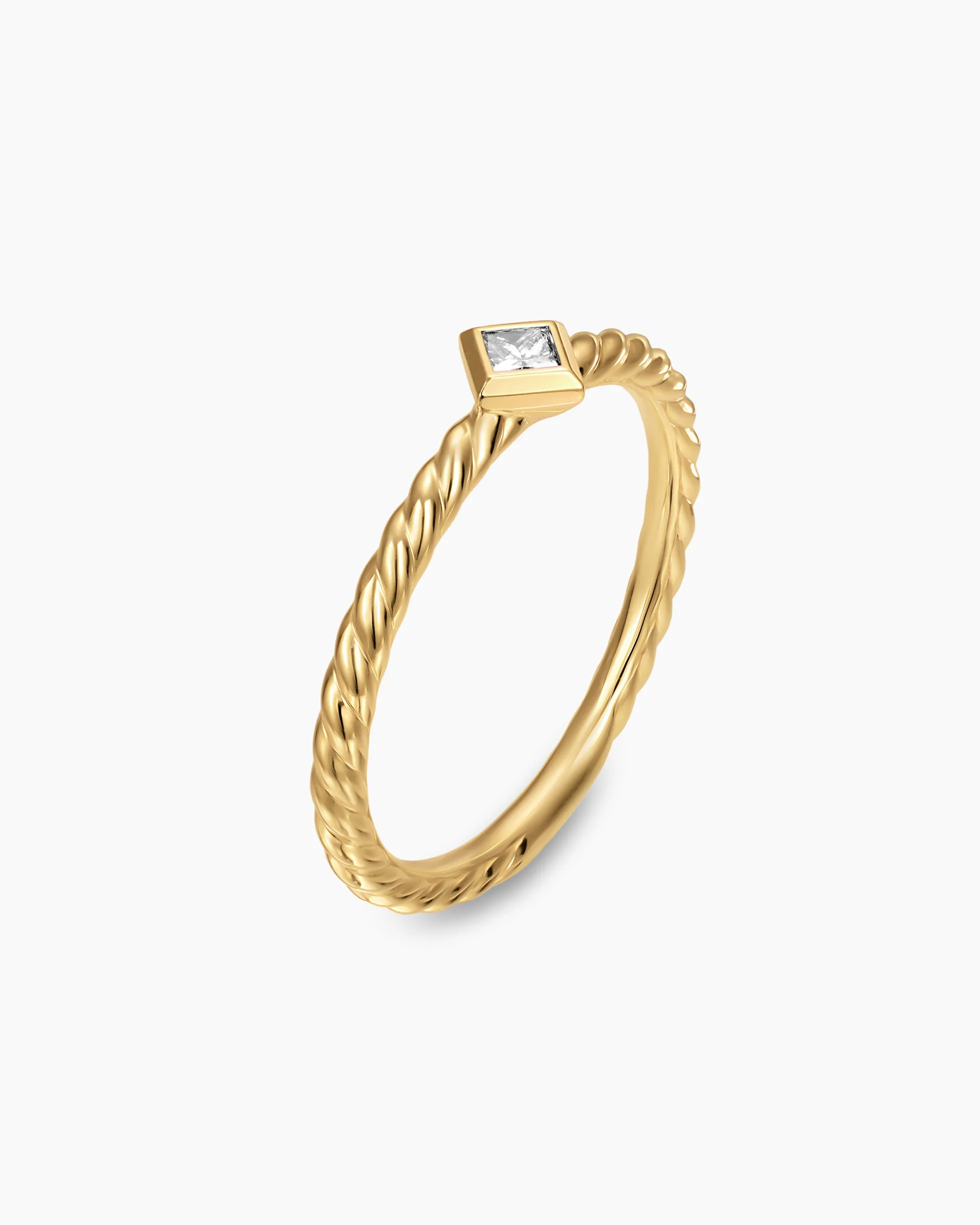 Cable Stack Ring 18K Yellow Gold with Diamond, 1.7mm