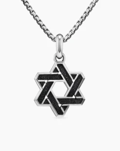 Cable Star of David Amulet Sterling Silver with 18K Yellow Gold, 19mm